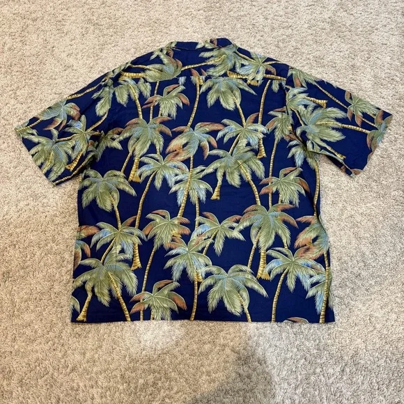 Reyn Spooner Shirt Mens 2XL Blue Palm Tree Hawaiian Aloha Short Sleeve Button Up - Picture 7 of 7